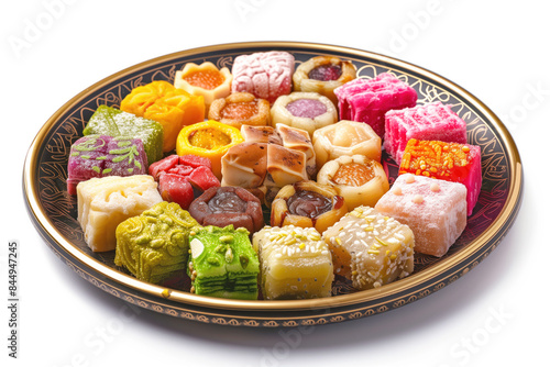 Assorted Traditional Asian Sweets on Decorative Plate