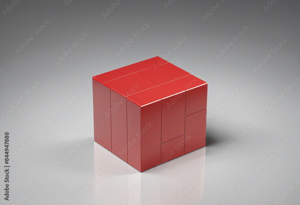 The futuristic design of a red cube in a grey geometric background: 3D abstract illustration with negative space and modern tech vibes The futuristic design of a red cube in a grey geometric background: 3D abstract illustration with negative space and modern tech vibes