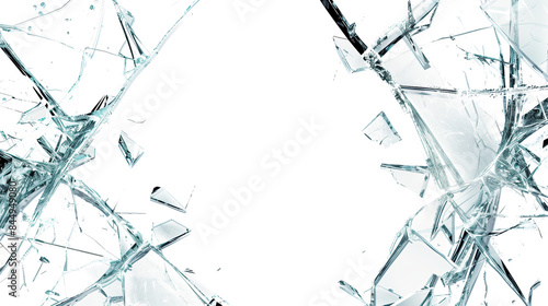 Broken glass on transparent background  photo