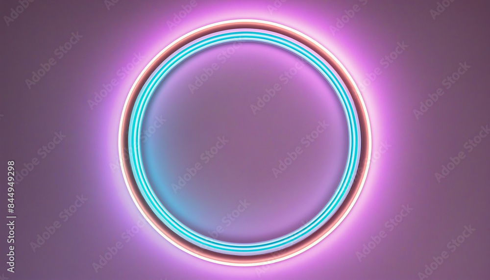 Minimalist Cyber Neon Ring Glow in Three-Dimensional Abstract Scene Minimalist Cyber Neon Ring Glow in Three-Dimensional Abstract Scene