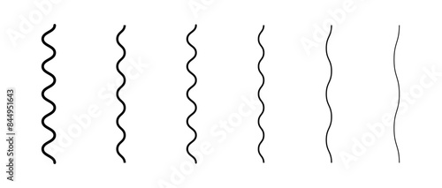 Curved lines. Vector zigzag lines and waves. Wavy, zig-zag lines. Set of wavy zigzag lines.