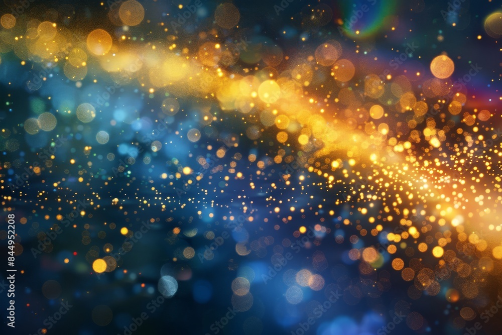 Obraz premium Golden Sparkling Light Trails on Dark Background, Capturing the Energy and Movement of Light in a Stunning Visual Display