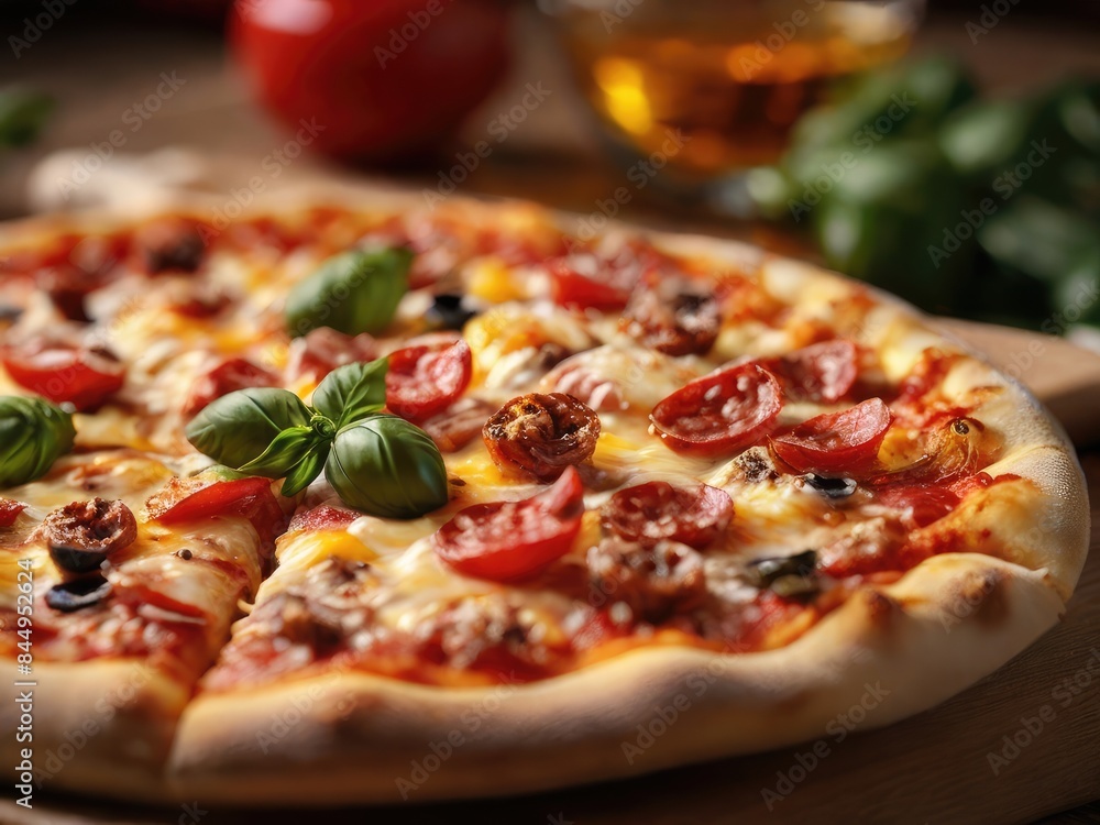 Homemade pizza made of dough with vegetables and cheese, Food prepared at home. Homemade pizza made of dough with vegetables and cheese, Food prepared at home.