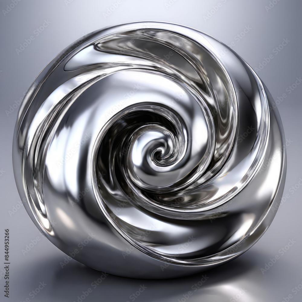 Silver swirl 3d shape with chrome effect. Silver swirl 3d shape with chrome effect.