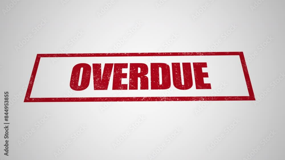 Red stamp overdue business imprint animation white background Red stamp overdue business imprint animation white background