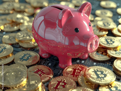 Piggy bank overflowing with...