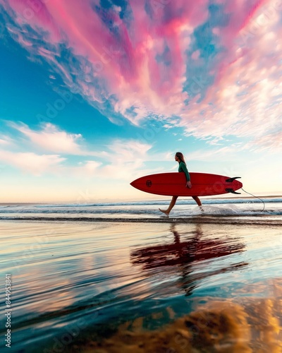 Surfer walking on the beach...