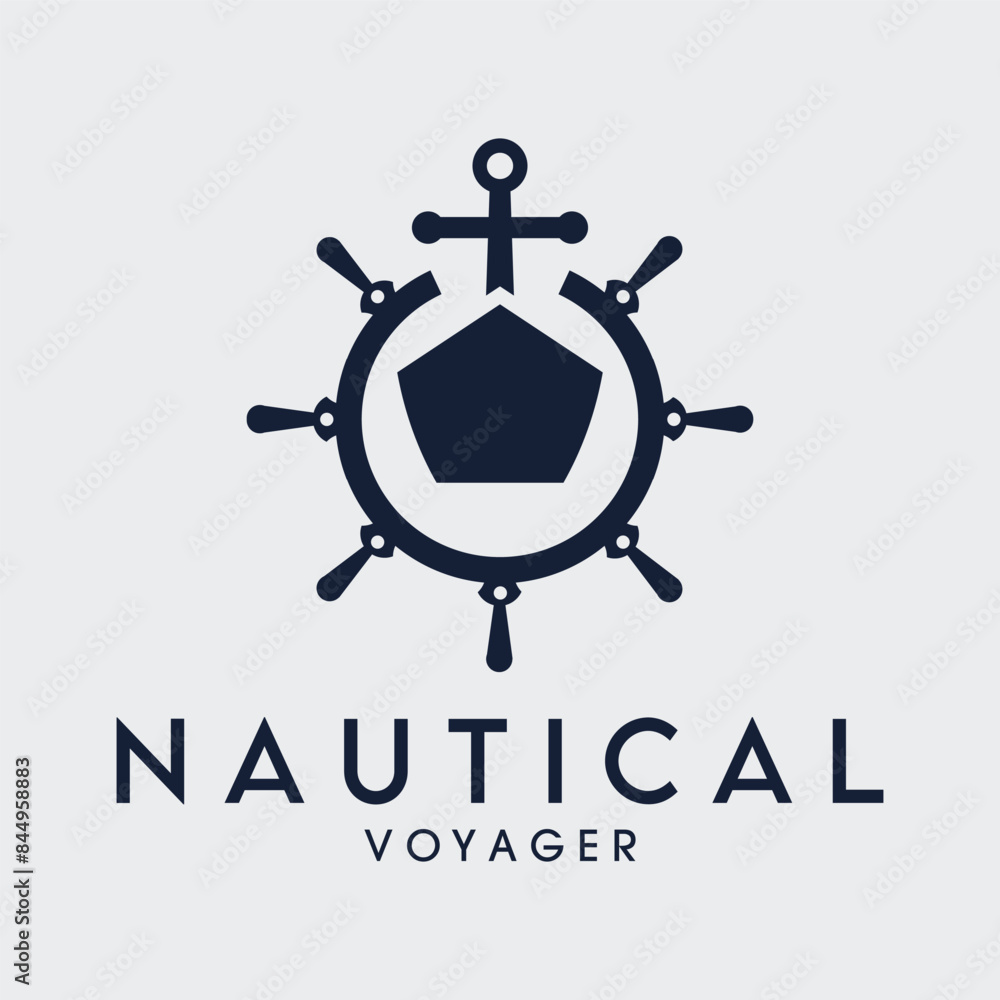 the ship's rudder and the ship's front view logo vector design the ship's rudder and the ship's front view logo vector design