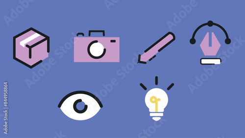 Iconografía diseño gráfico, icono packaging, icono fotografía, icono branding, icono ilustración 