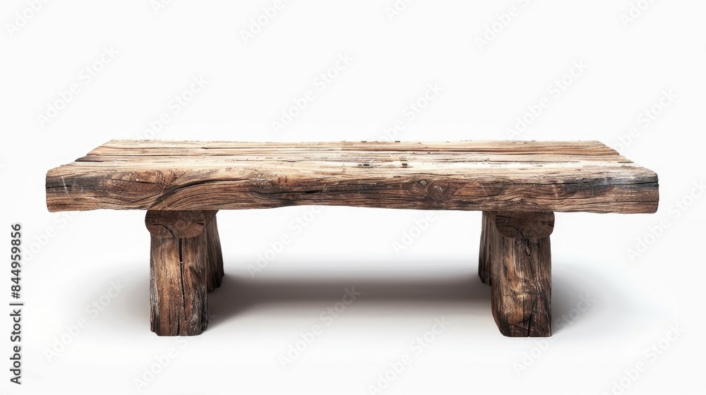 Rustic wooden table on white background for product display or design with clipping path Rustic wooden table on white background for product display or design with clipping path