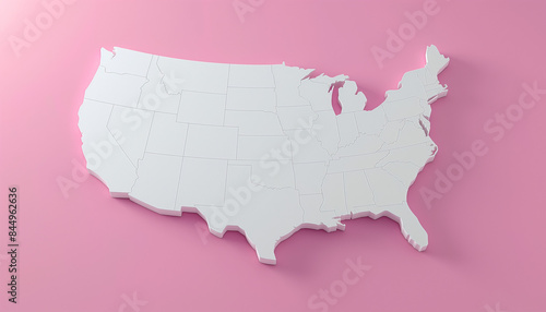 United States Map - World map International vector template with paper cut style including shadow and white color on pink background for design, education, website - Vector illustration eps 10
