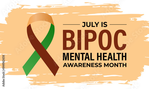 Bipoc Mental Health Awareness Month. It was created to bring awareness to the unique mental health. Banner poster, flyer and background design.