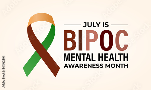 Bipoc Mental Health Awareness Month. It was created to bring awareness to the unique mental health. Banner poster, flyer and background design.