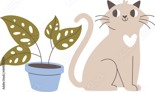 Cat And Plant Pot