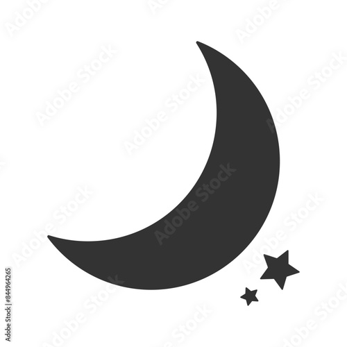 三日月と星のモノクロシルエットアイコン