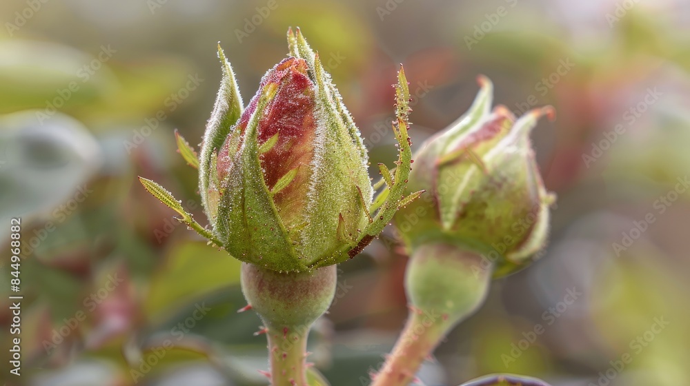 Close up of an attractive rose flower bud in the winter garden Close up of an attractive rose flower bud in the winter garden