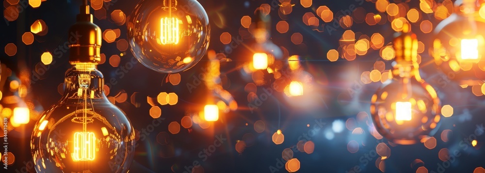 Light bulb vivid lamp horizontal banner wallpaper background Light bulb vivid lamp horizontal banner wallpaper background