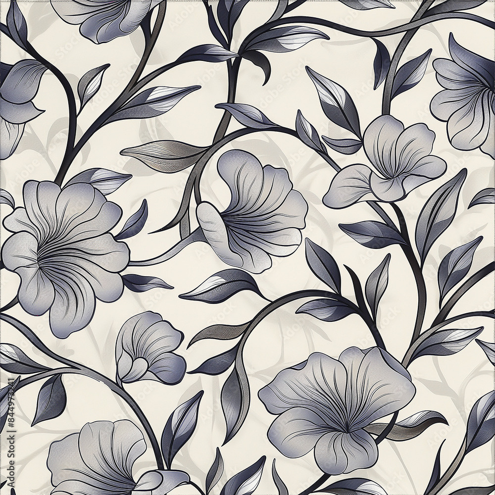 Fototapeta premium Repeating floral pattern for wallpaper or fabric design, wrapping