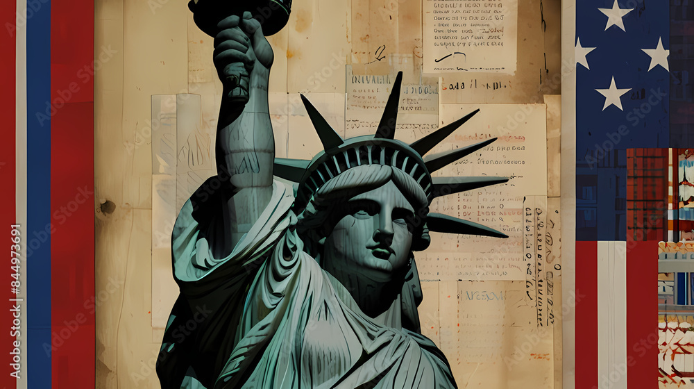 Obraz premium Collage Artwork with a United States Theme