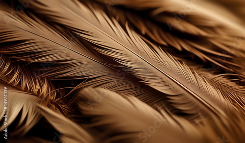 Close up of an brown feather background texture illustration. AI Generated photo