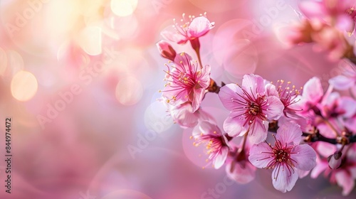 Cherry Blossom Close up with Blurred Spring Background
