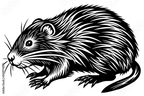 muskrat silhouette vector illustration © Jutish