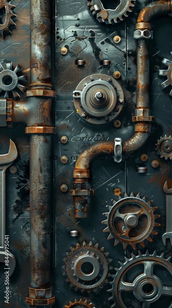 Rusty mechanical parts are forming an industrial background Rusty mechanical parts are forming an industrial background