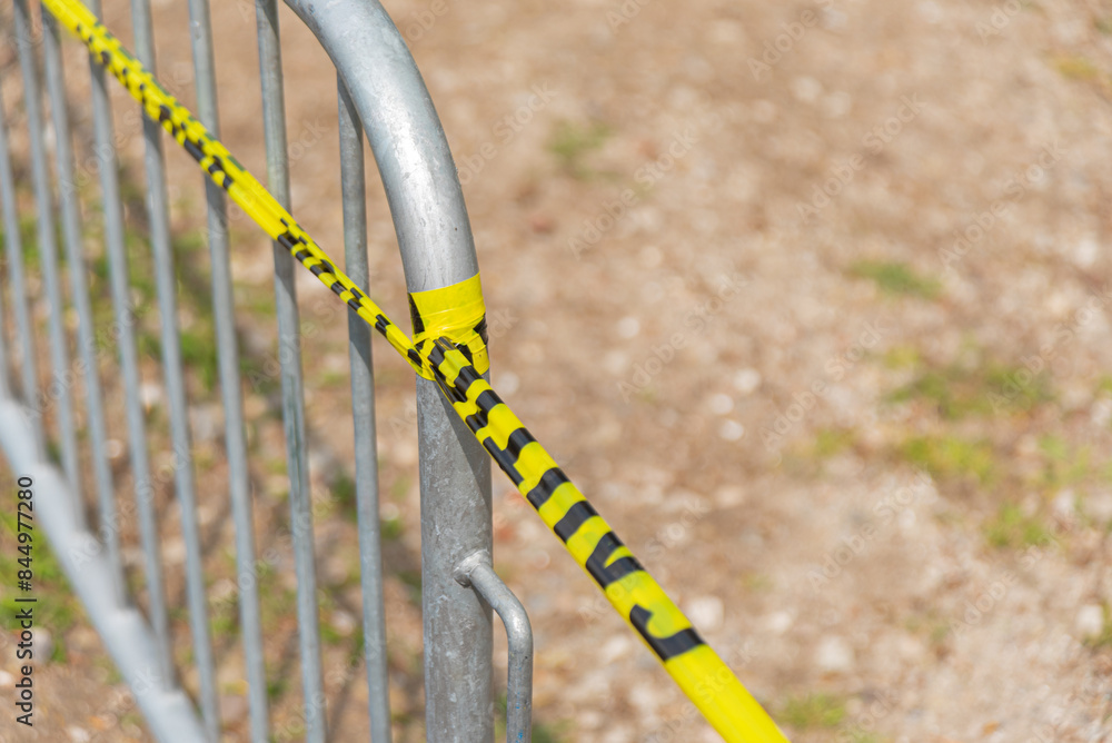 Interdiction barrier with safety tape Interdiction barrier with safety tape