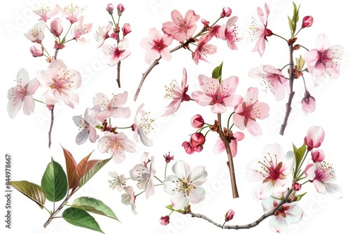 Different flowers of the cherry plant - generative ai © Nia™