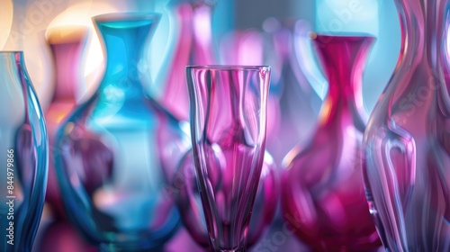 Composition of glass vases with selective focus photo