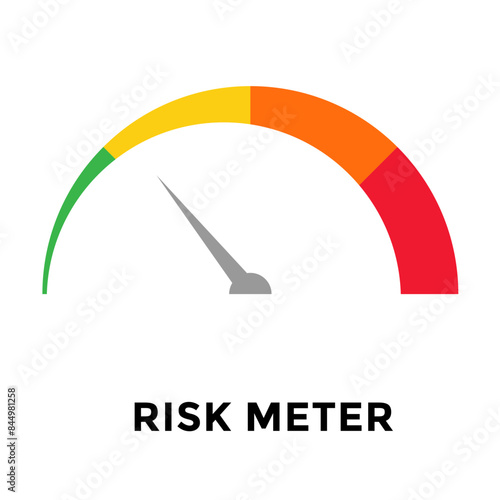 Risk concept on speedometer. Vector icon