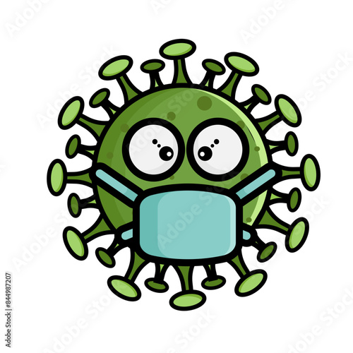 illustration of bacteria with a mask