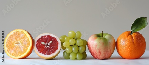 Assorted Fruits  Kiwi  Orange  Apple  Grapes  and Grapefruit.