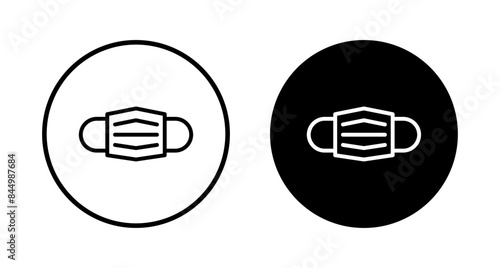 Mask icon vector isolated on white background. Man face with mask icon. Safety breathing masks. Industrial safety N95 mask. Medical mask vector icon.