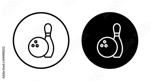 Bowling game Pin Icon vector isolated on white background. Bowling icon, ball and pin