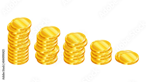 Gold coins in 3d style realistic illustration.