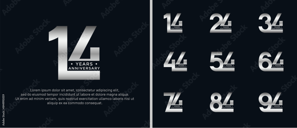 anniversary logo style set with silver color can be use for celebration moment anniversary logo style set with silver color can be use for celebration moment
