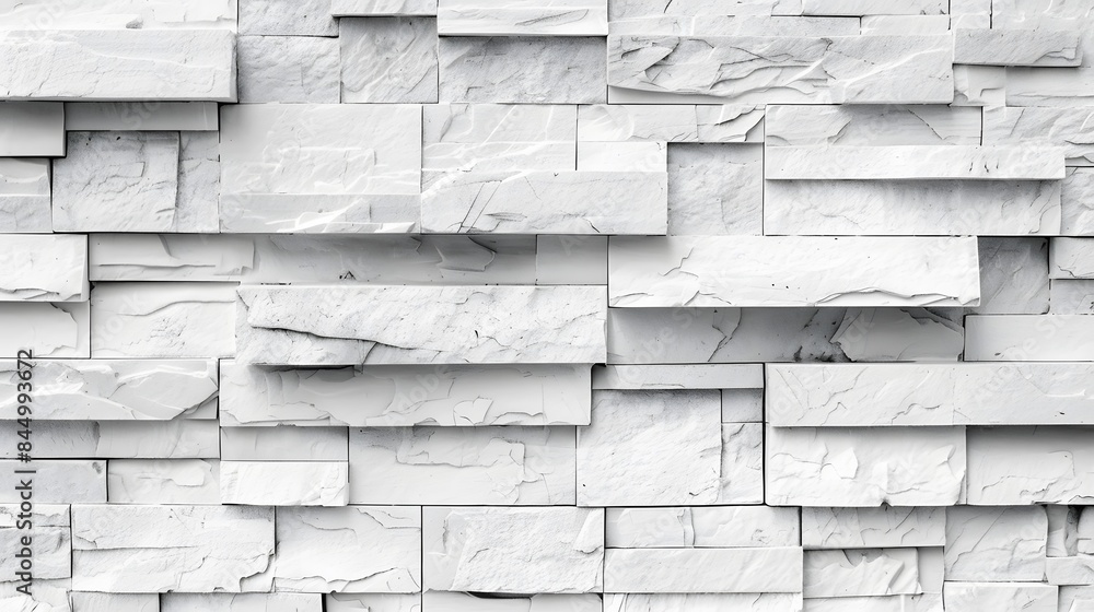 White brick wall texture background for stone tile block painted in grey light color wallpaper modern interior and exterior and backdrop design. 