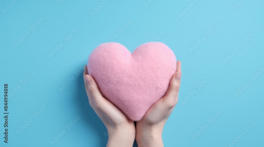 A person's hand is holding a pink heart-shaped object A person's hand is holding a pink heart-shaped object