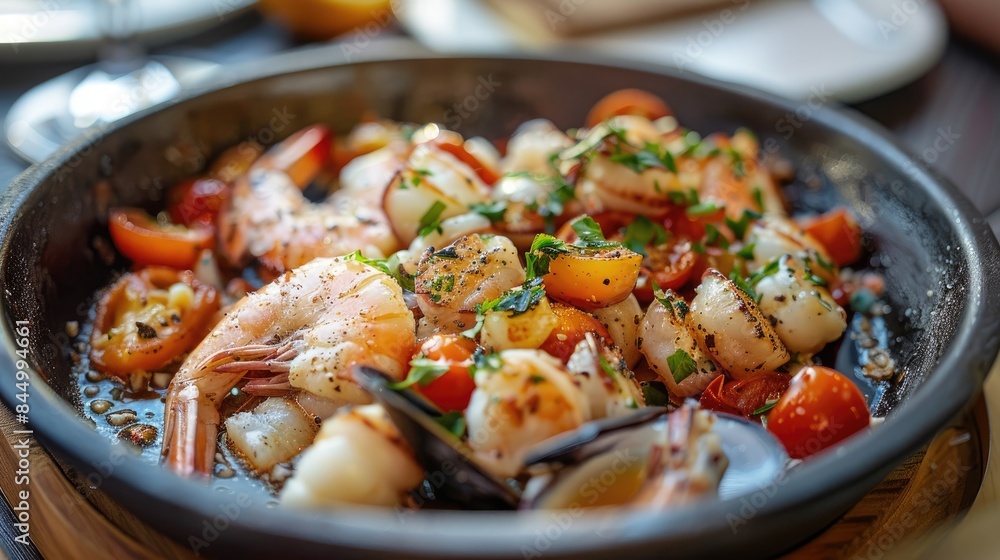 Crunchy and salty seafood dish from a Mediterranean restaurant serving traditional Spanish cuisine Crunchy and salty seafood dish from a Mediterranean restaurant serving traditional Spanish cuisine
