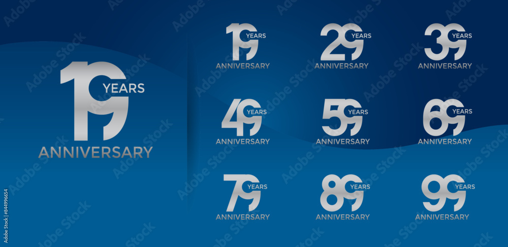 anniversary logo style set with silver color can be use for celebration moment anniversary logo style set with silver color can be use for celebration moment
