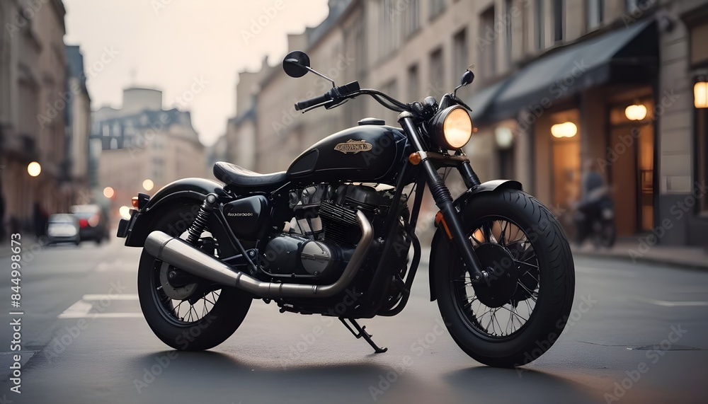 Classic motorcycle on the street Classic motorcycle on the street