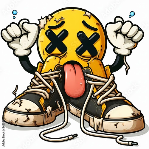  Broken black and yellow shoe emot photo