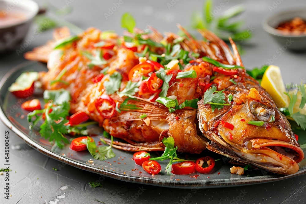 Deep Fried Fish with Thai Style - generative ai Deep Fried Fish with Thai Style - generative ai