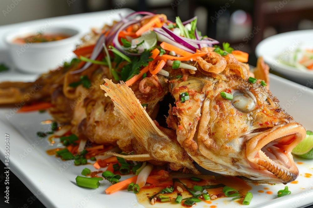Deep Fried Fish with Thai Style - generative ai Deep Fried Fish with Thai Style - generative ai