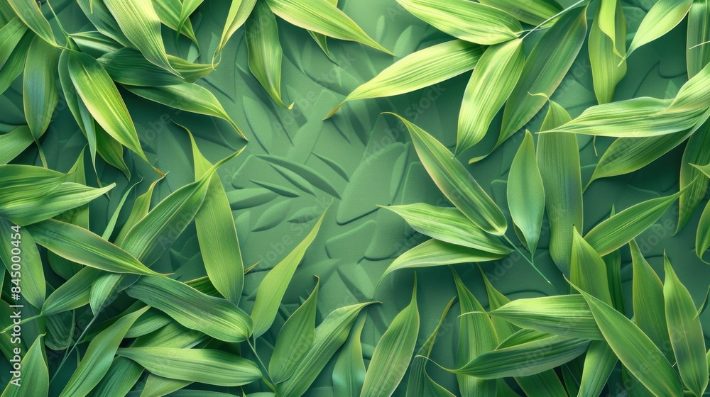 Flat design of stylized bamboo leaves in vibrant greens and clean lines. Flat design of stylized bamboo leaves in vibrant greens and clean lines.