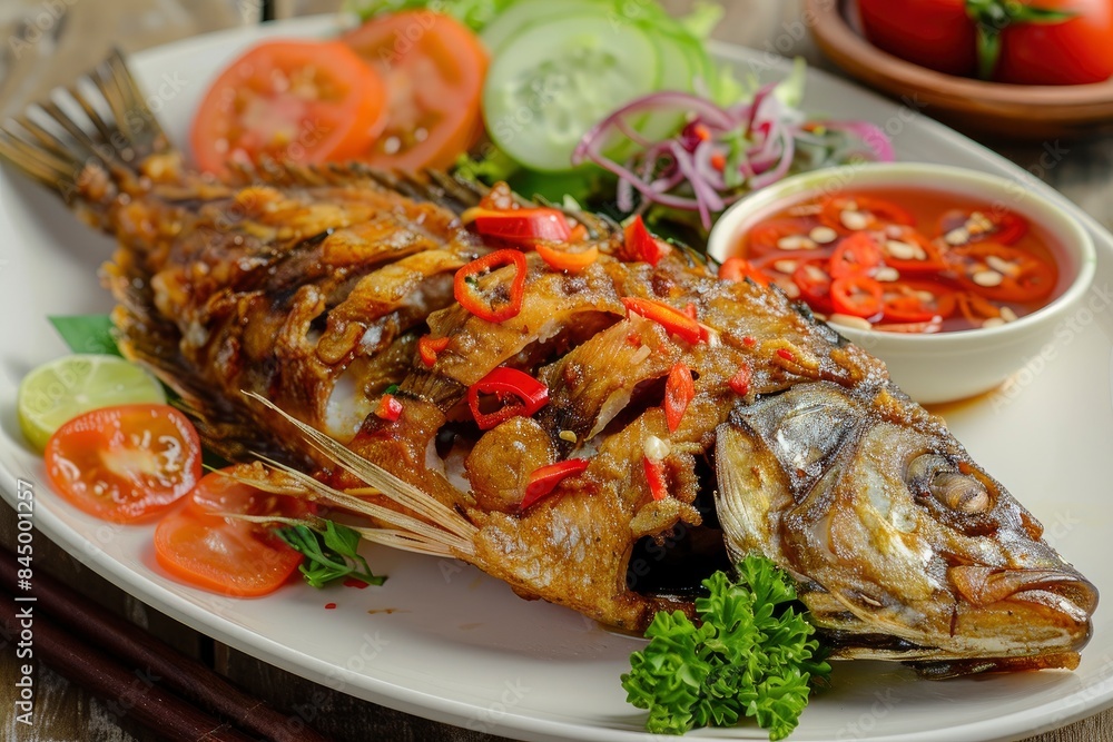 Deep Fried Fish with Thai Style - generative ai Deep Fried Fish with Thai Style - generative ai