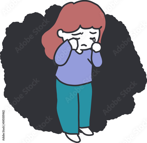 Solitary Sobs A Young Heart Overwhelmed Vector