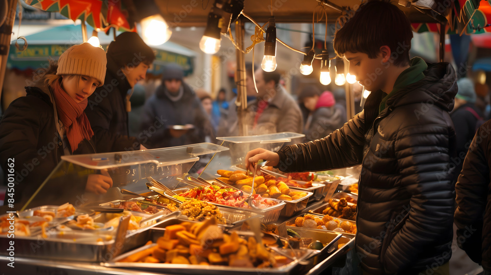 Delighting in Sampling Street Food at a Lively Market Delighting in Sampling Street Food at a Lively Market