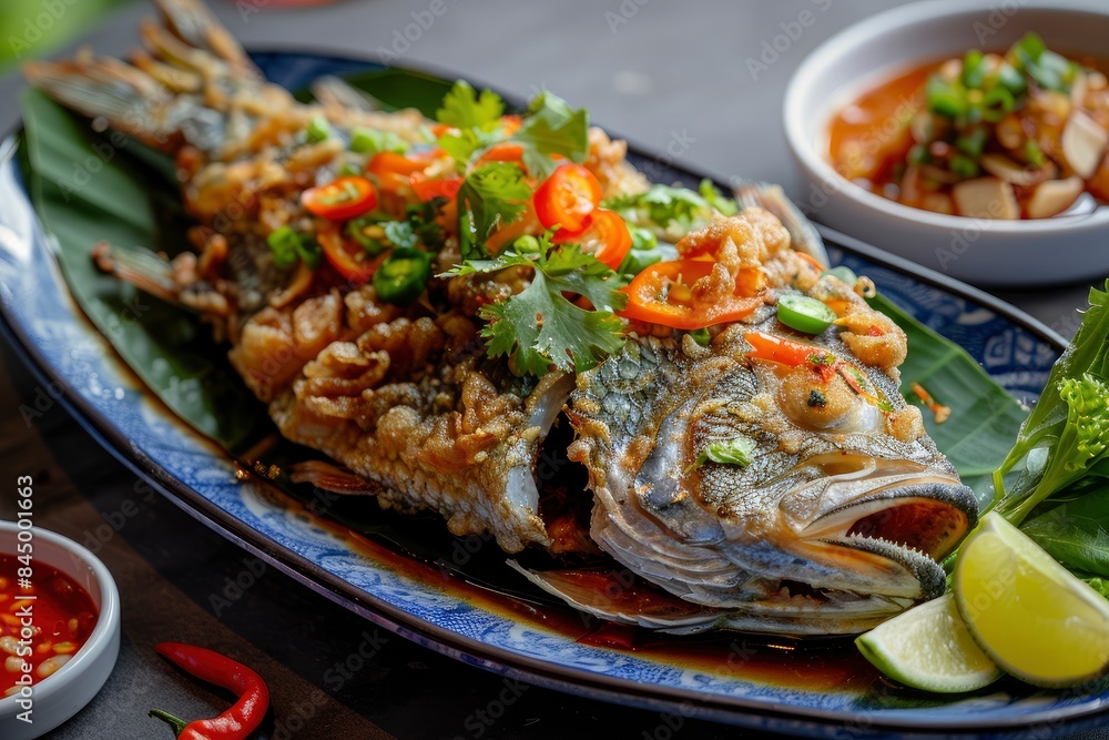 Deep Fried Fish with Thai Style - generative ai Deep Fried Fish with Thai Style - generative ai